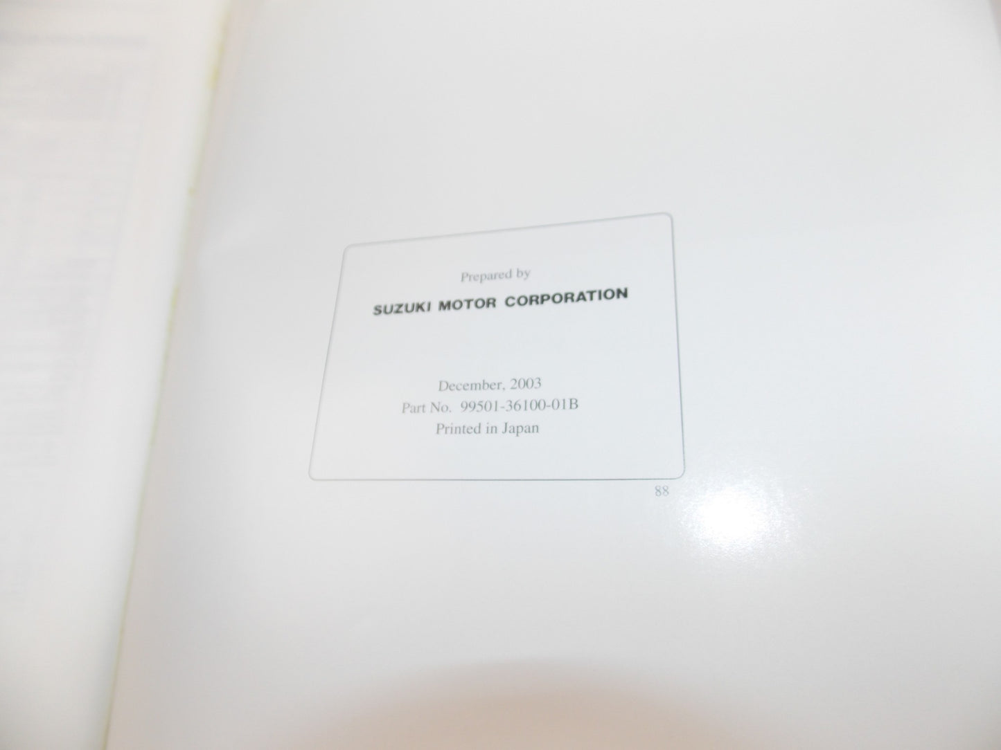 12/2003 SUPPLEMENT SERVICE MANUAL CATALOG SUZUKI AN650/A ITALIAN 99501-36100-01B - MotoRaider