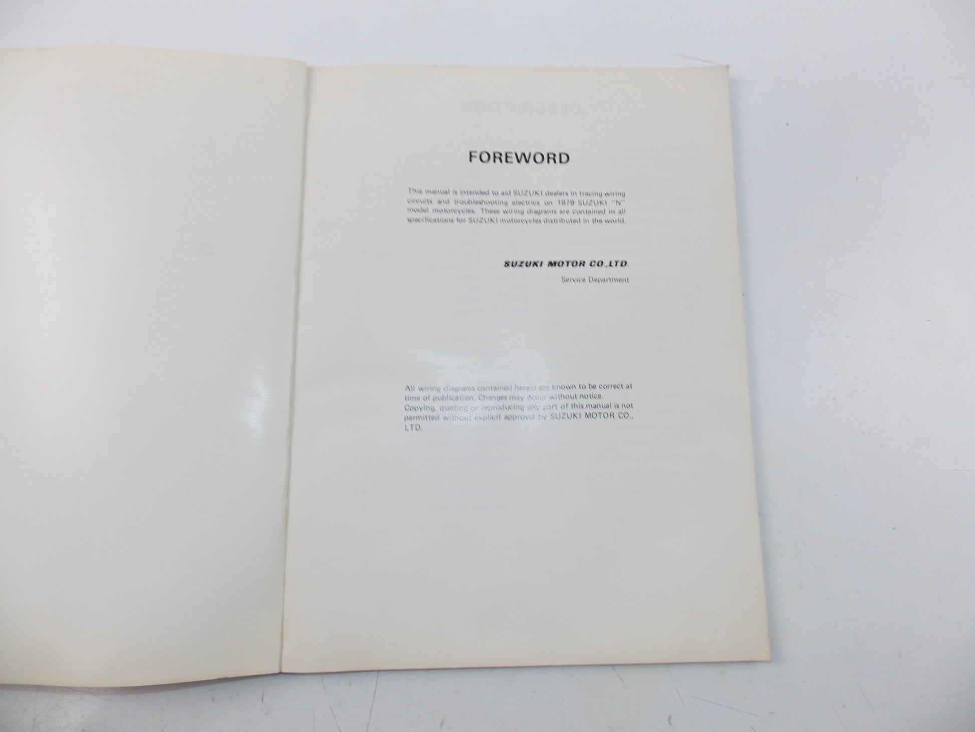 06/1979 WIRING DIAGRAMS CATALOG BOOK MANUAL SUZUKI MOTORCYCLES ENGLISH SR-0020 - MotoRaider