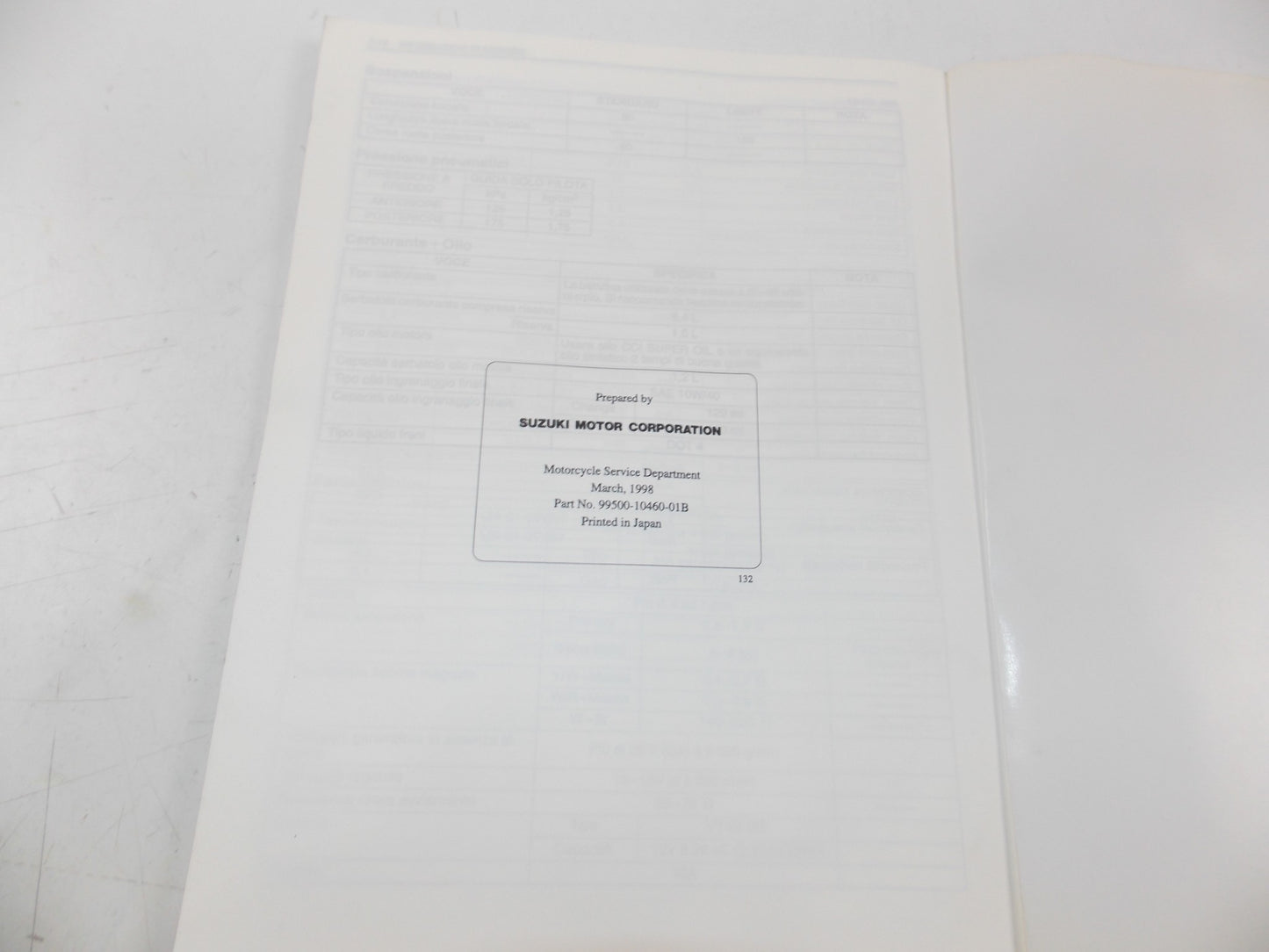 03/1998 SERVICE MANUAL MAINTENANCE BOOK SUZUKI TR50S ITALIAN 99500-10460-01B - MotoRaider