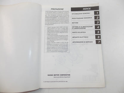 03/1998 SERVICE MANUAL MAINTENANCE BOOK SUZUKI TR50S ITALIAN 99500-10460-01B - MotoRaider