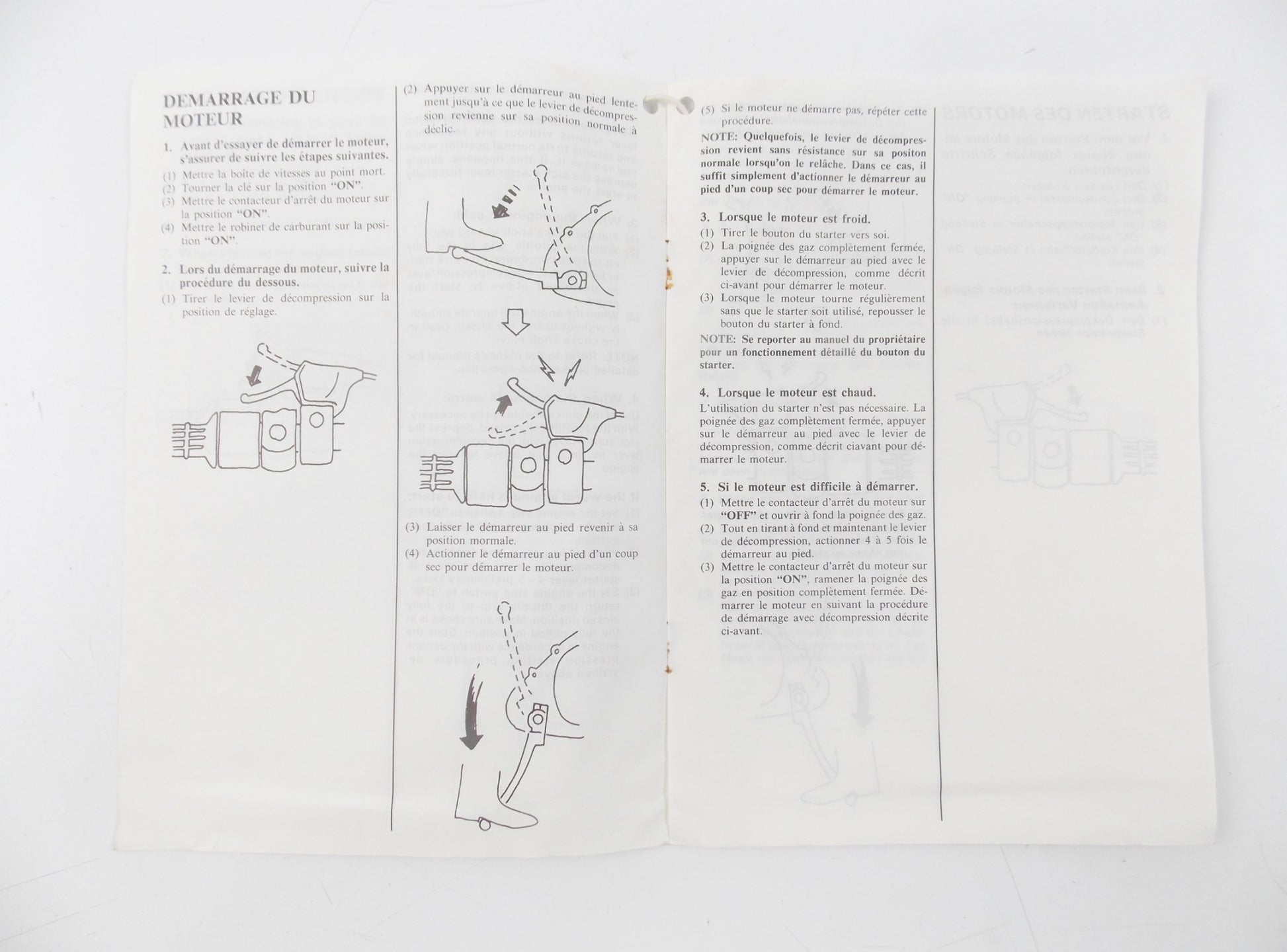 SUZUKI DR650-R/RS ENGINE STARTING PROCEDURE MANUAL BOOK CATALOG 68375-12D00 - MotoRaider