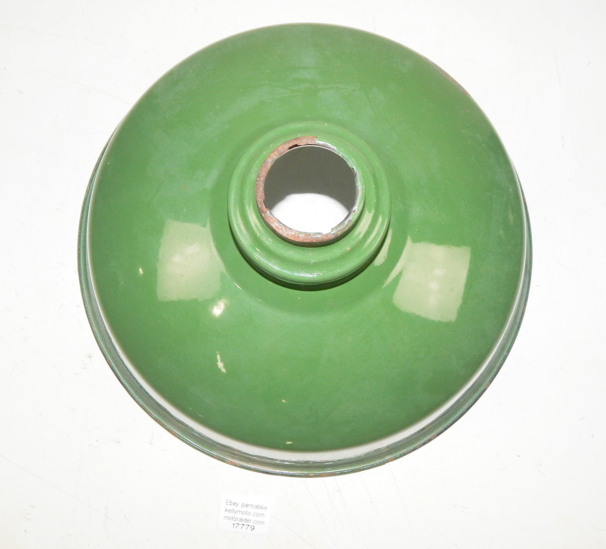 VINTAGE METAL SHOP LIGHT SHADES GREEN PORCELAIN ENAMEL D=14" GARAGE INDUSTRIAL C - MotoRaider