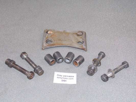 1973 PUCH GS 175 FRONT FENDER MUDDER MOUNTING BRACKET PLATE+BOLTS+SPACERS MC GS - MotoRaider