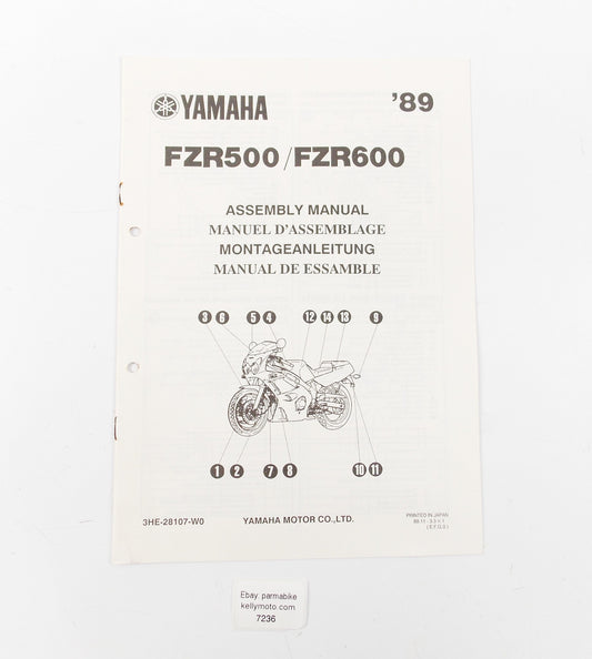 OEM YAMAHA 1989 FZR500 / FZR600 ASSEMBLY MANUAL ENGLISH, ITALIAN 3HE-28107-W0 - MotoRaider