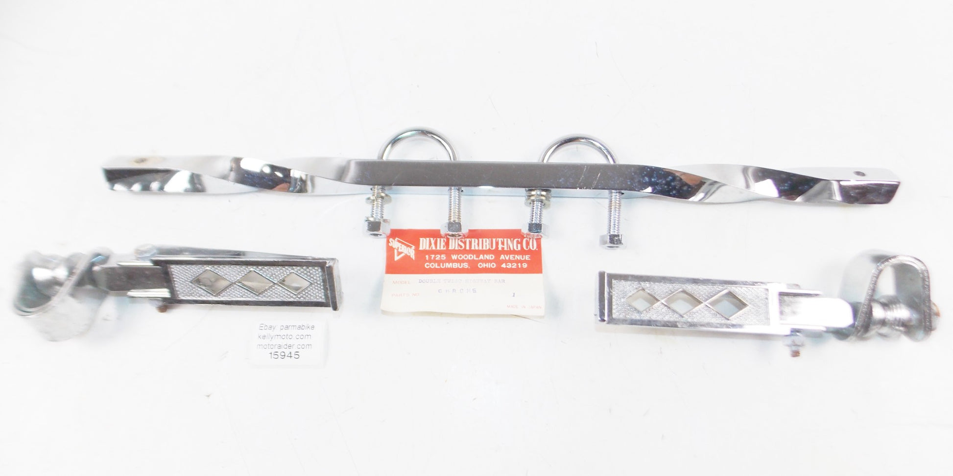 1970's CHROME DOUBLE TWISTED HIGHWAY+FOOTREST BAR 5/8" LENGTH 17 3/4" CHOPPER - MotoRaider