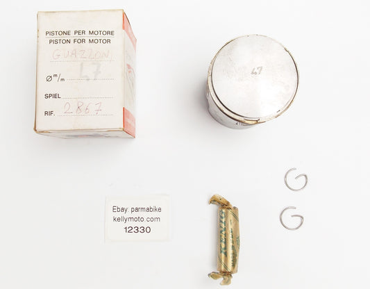 NOS ASSO WERKE 2867  PISTON + PIN + RINGS + CLIPS SET 47 MM GUAZZONI - MotoRaider