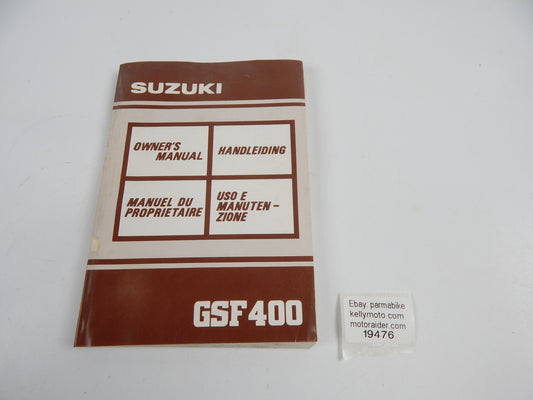 1990 SUZUKI GSF400 USER OWNER MANUAL BOOK 99011-10D51-02E MULTI LANGUAGE VINTAGE - MotoRaider