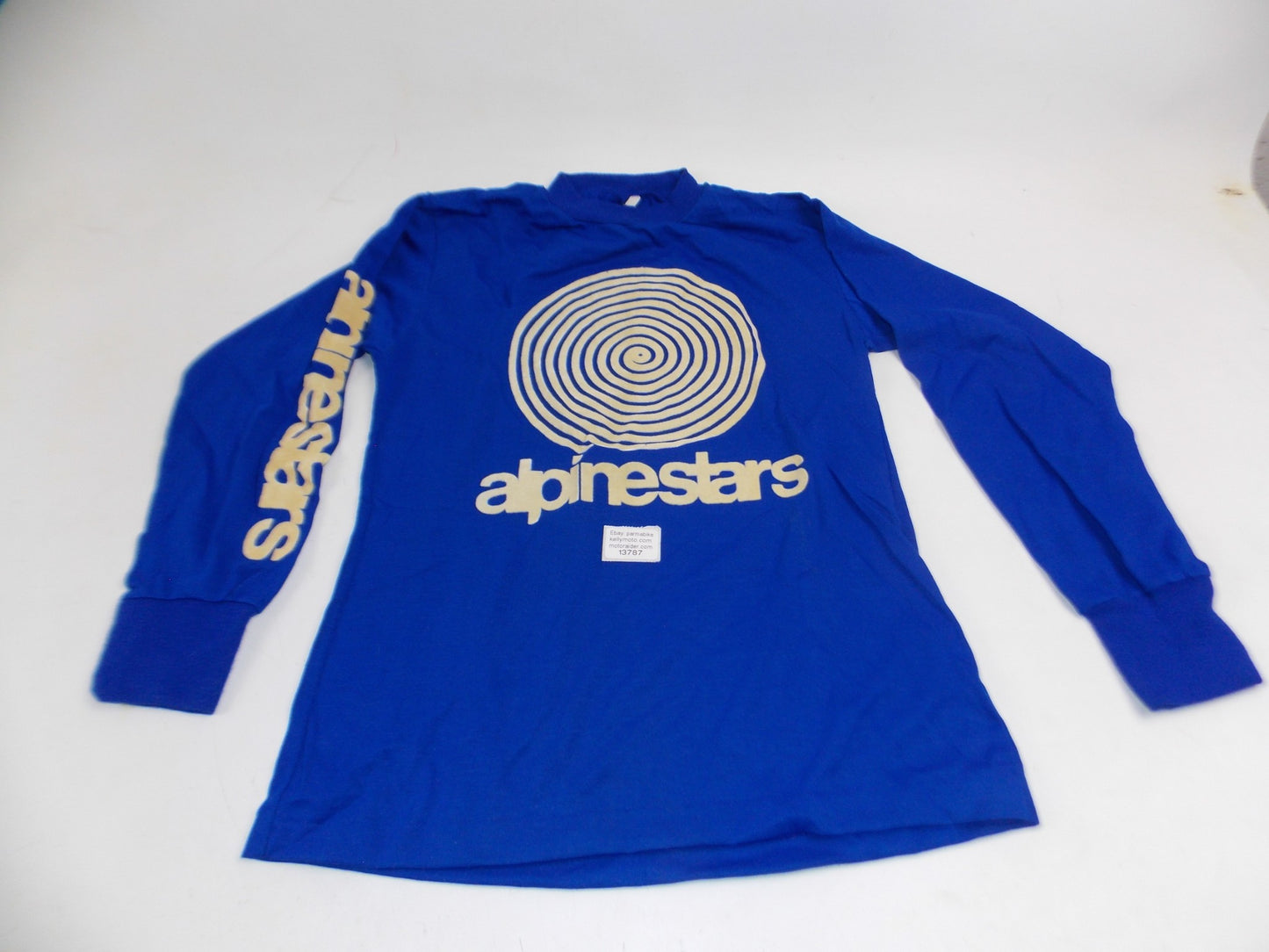 1980's ALPINESTARS JERSEY SHIRT BLU SIZE 3 LONG SLEEVE RAISED LOGO VINTAGE CROSS - MotoRaider