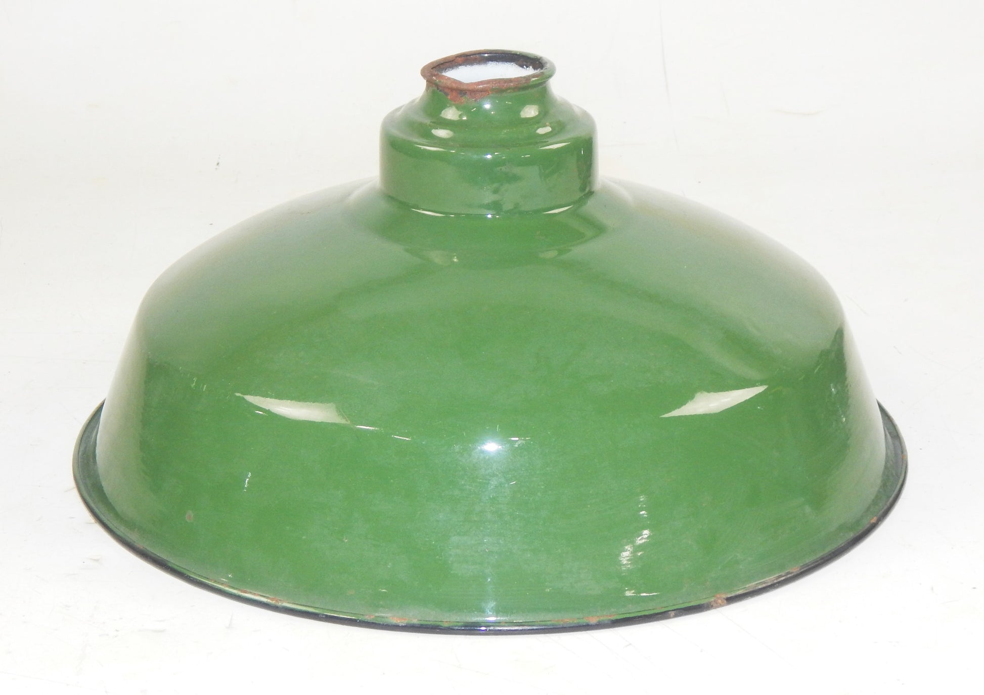 VINTAGE METAL SHOP LIGHT SHADES GREEN PORCELAIN ENAMEL D=14" GARAGE INDUSTRIAL C - MotoRaider