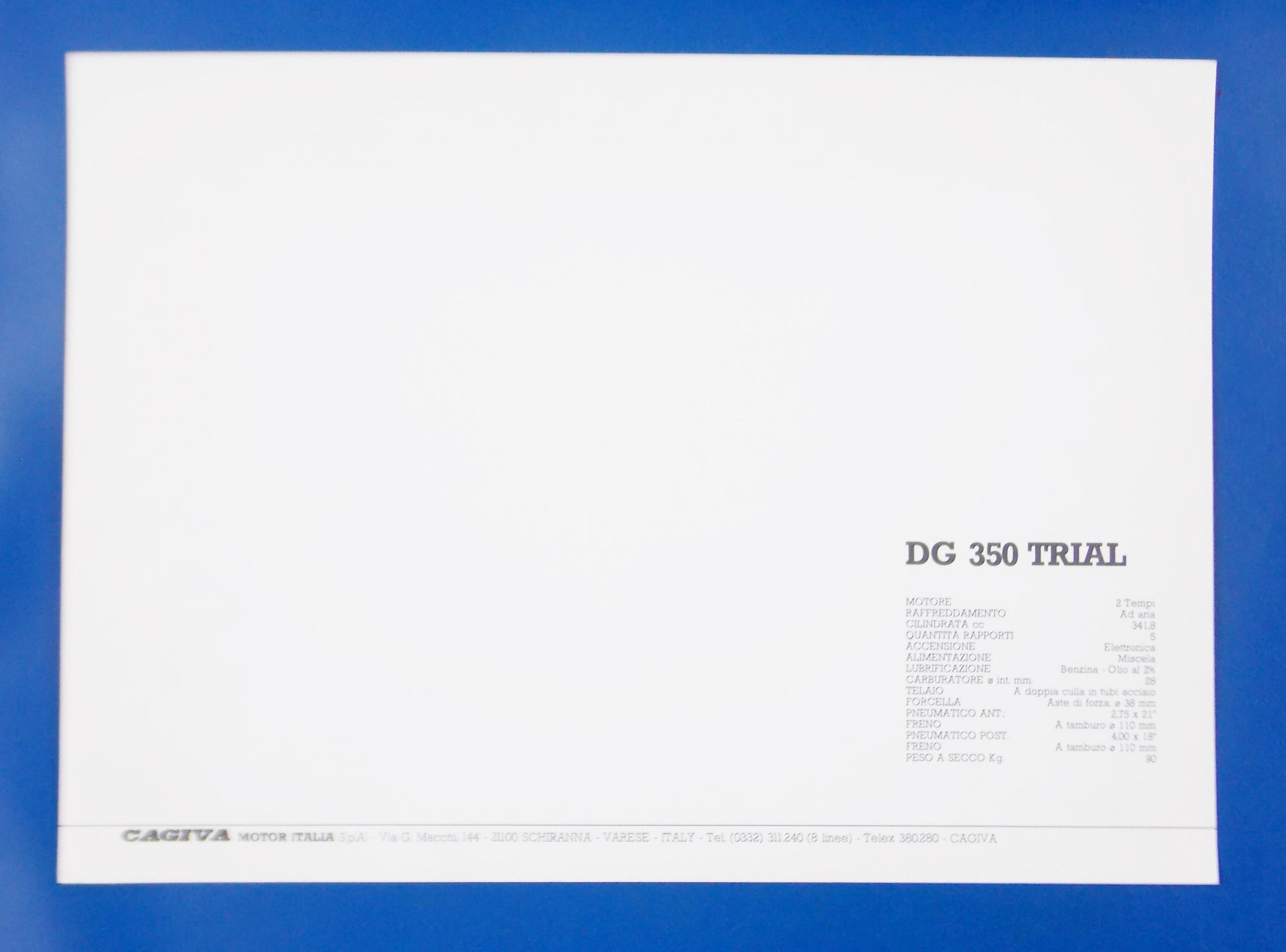 1980's CAGIVA DG350 TRIAL 2 STROKE VINTAGE ORIGINAL DEALER PHOTO BROCHURE 11"x8" - MotoRaider