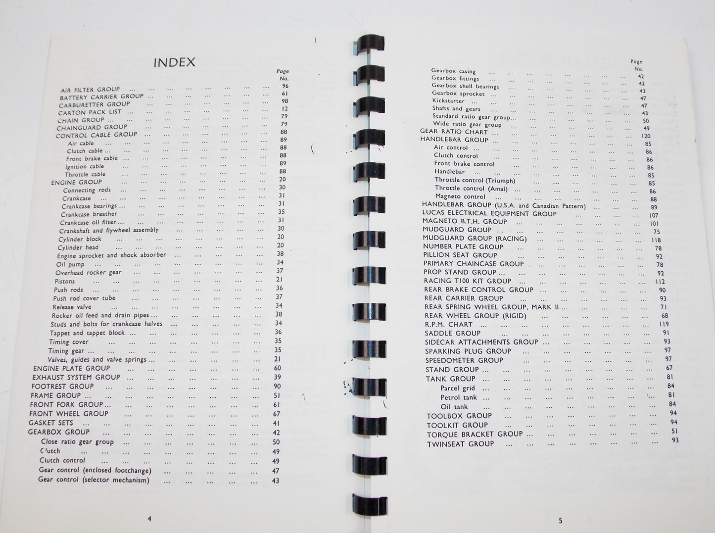 TRIUMPH MOTORCYCLES REPLACEMENT PARTS SHOP MANUAL BOOK 1951 - 3T 5T 6T TR5 T100 - MotoRaider