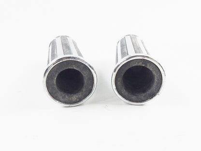 MOTORCYCLE CUSTOM CHOPPER METAL CHROMED RUBBER HANDLEBAR GRIP HOLES=22/24mm - MotoRaider