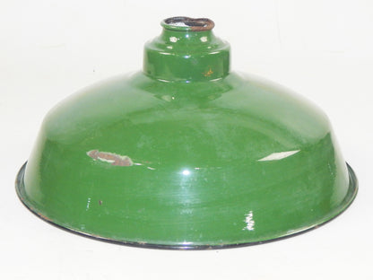 VINTAGE METAL SHOP LIGHT SHADES GREEN PORCELAIN ENAMEL D=14" GARAGE INDUSTRIAL C - MotoRaider