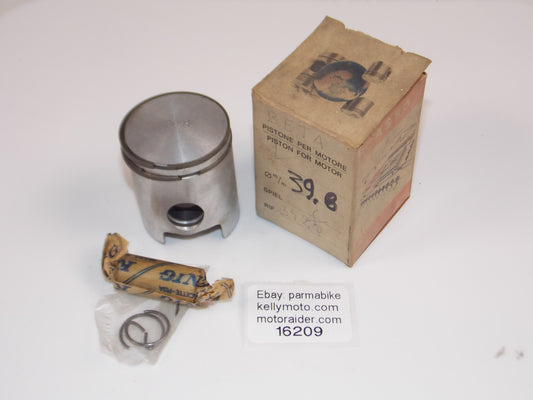 NOS ASSO WERKE 25-7300 PISTON 39.8MM + RINGS + CIRCLIPS + 14MM PIN VINTAGE 16209 - MotoRaider