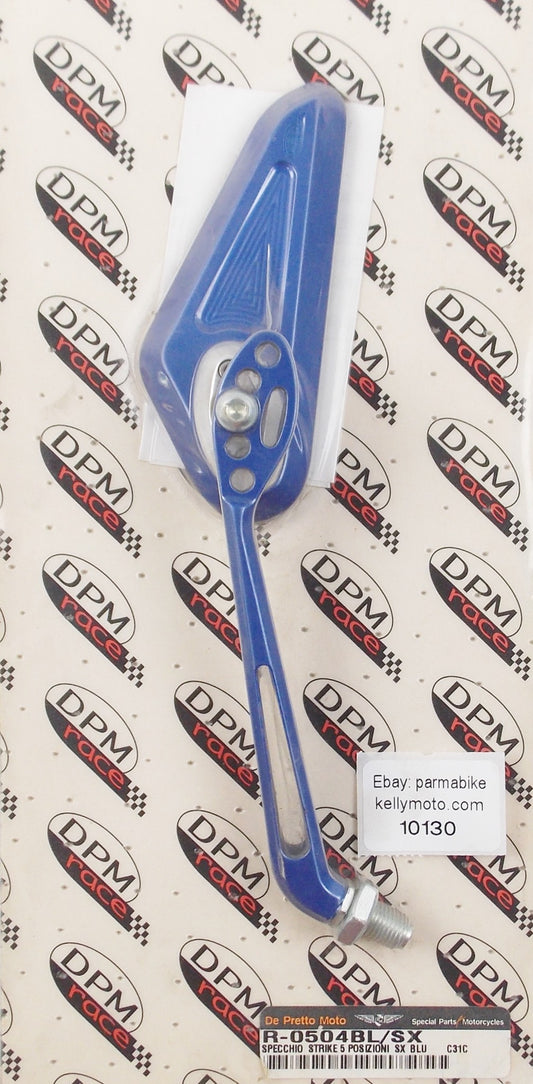 DE PRETTO LEFT MIRROR STRIKE 5 POSITION BLUE ALLOY BILLET R-0504BL/SX GENERIC - MotoRaider