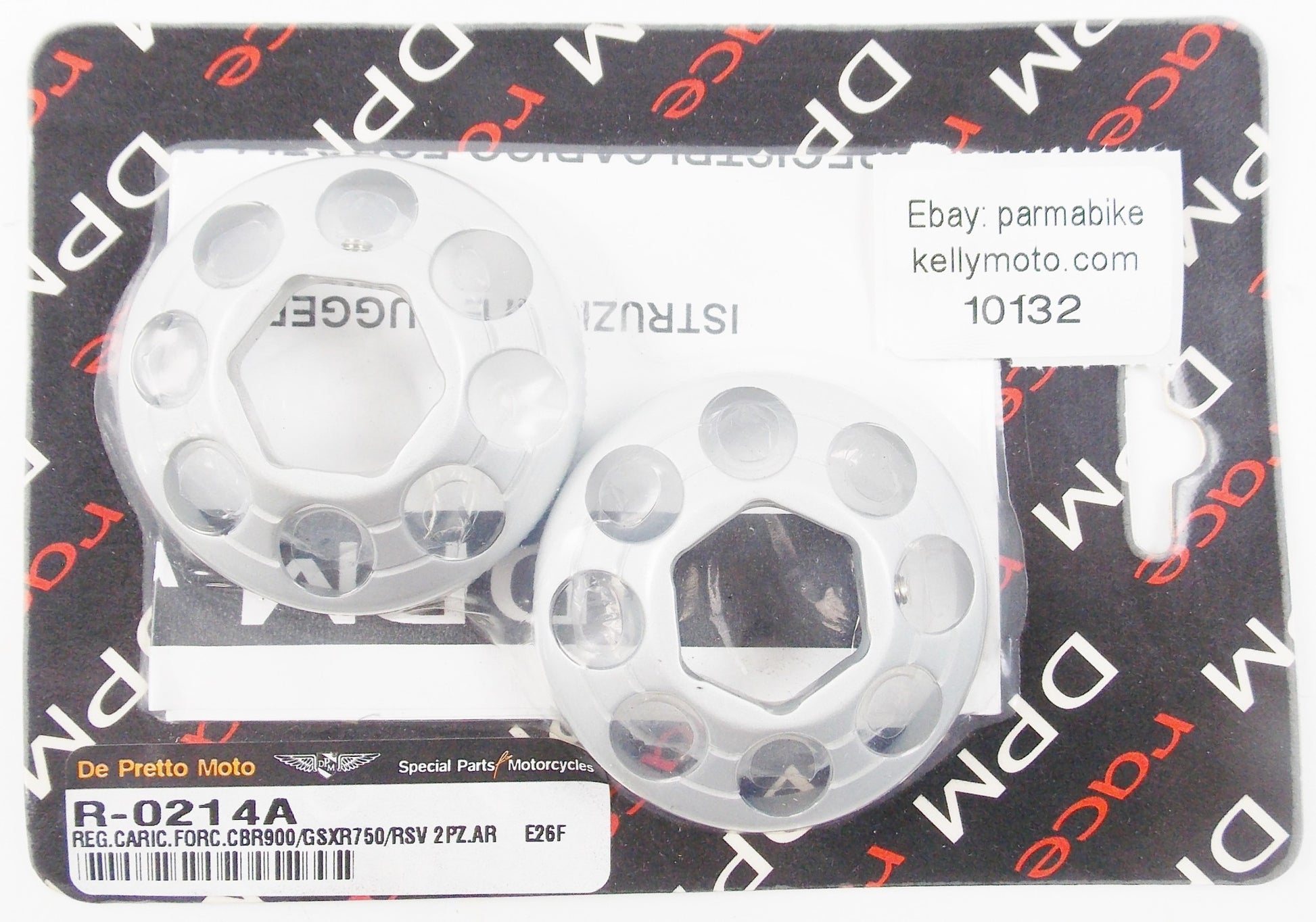 DE PRETTO FRONT SPRING COMPRESSION FORK ADJUSTERS KNOB SILVER ALLOY CNC R-0214A - MotoRaider
