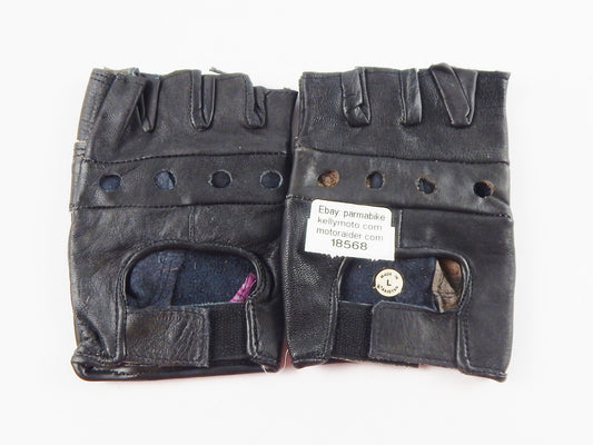 MOTORCYCLE GENUINE LEATHER FINGERLESS DRIVING GLOVE LARGE HARLEY CHOPPER CUSTOM - MotoRaider
