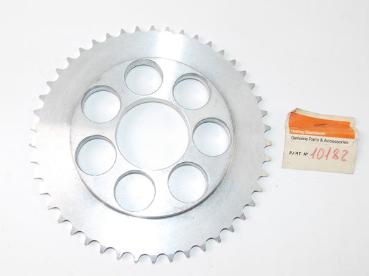 NOS HARLEY DAVIDSON CAGIVA AMF ALUMINUM REAR SPROCKET 46T CENTER HOLE 57mm 10182 - MotoRaider