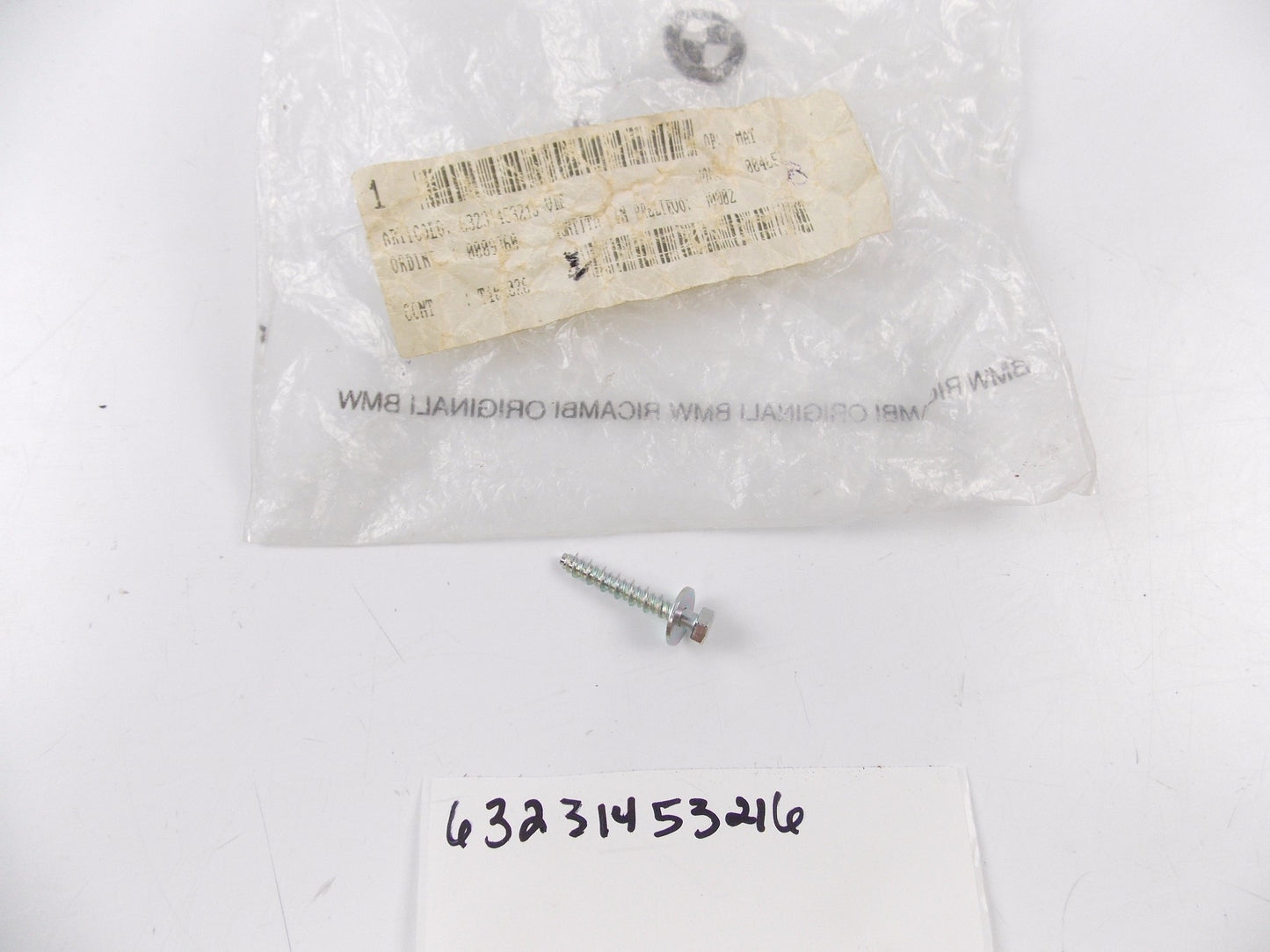 NOS OEM BMW 1987-1990 K100 88 1986-1991 K100LT 87 85-95 K75S SCREW 63231453216 - MotoRaider
