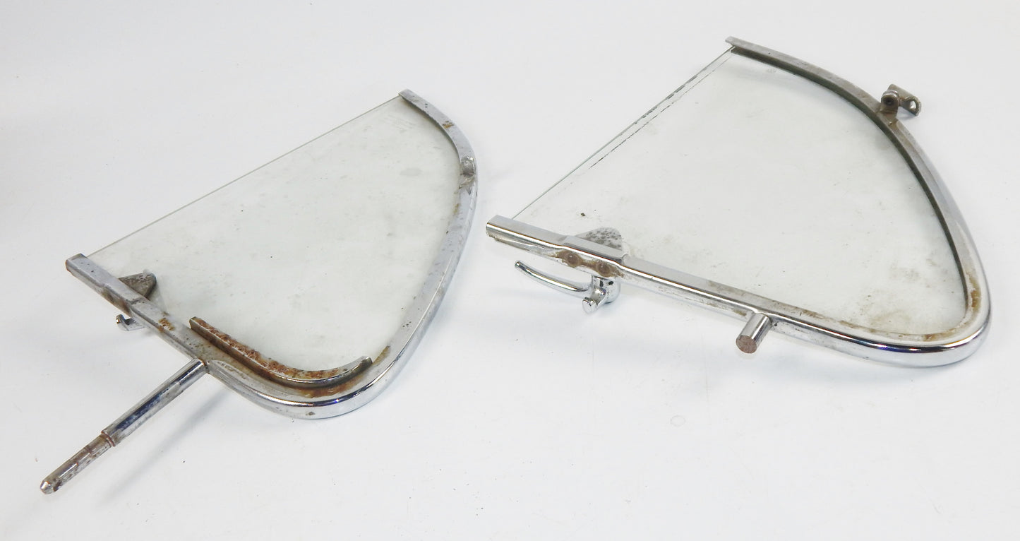 2 1960's VW BEETLE BUG RIGHT VENT WING PASSENGER WINDOW GLASS FRAME VINTAGE - MotoRaider