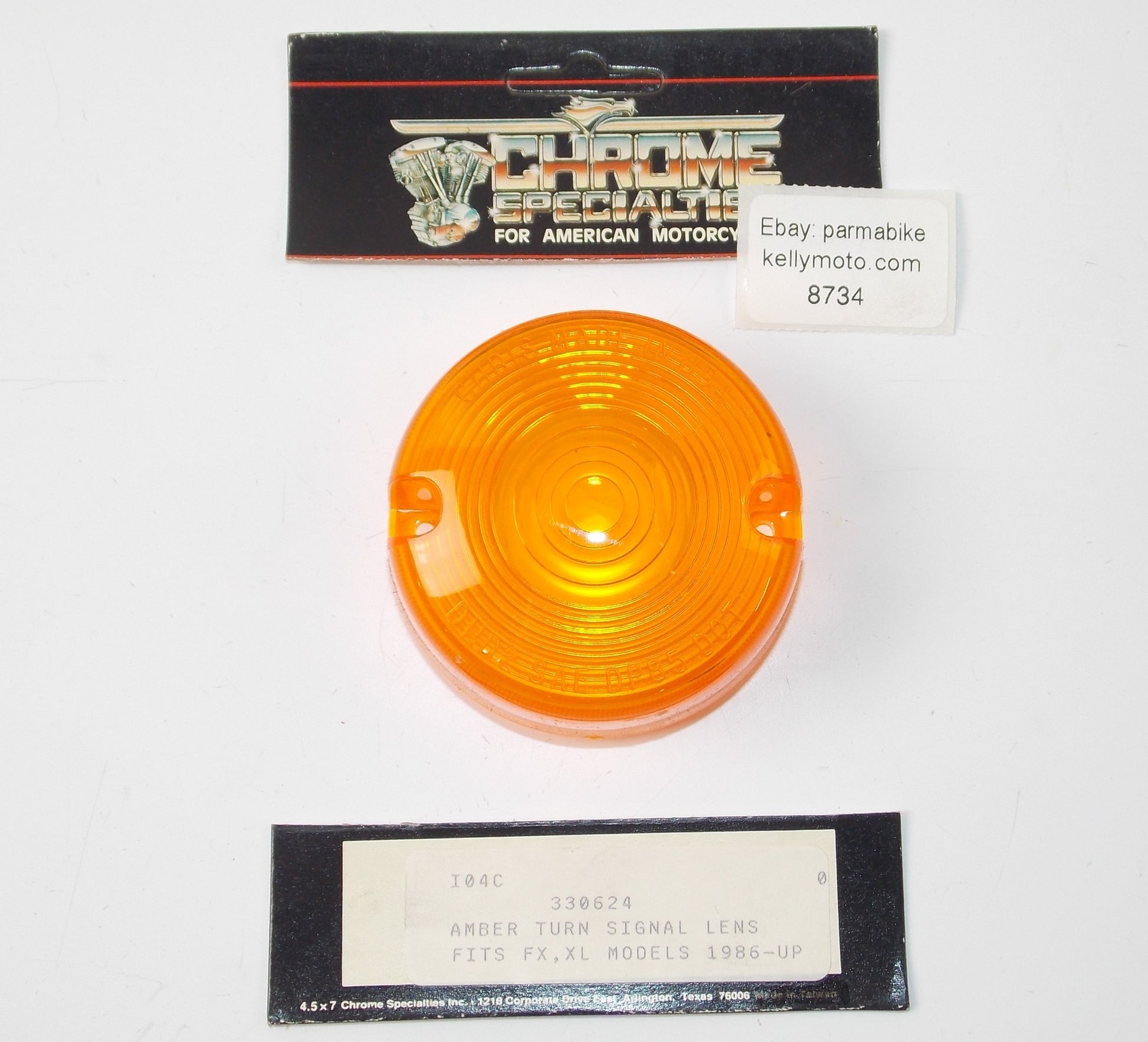 NOS OEM 1986 UP CHROME SPECIALTIES REAR TURN INDICATOR LIGHT LENS AMBER 330624 - MotoRaider