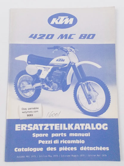 OEM 1980 KTM 420MC SPARE PARTS MANUAL BOOK GERMAN ENGLISH ITALIAN FRENCH - MotoRaider