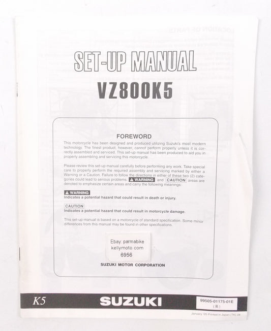 SUZUKI 2005 VZ800K5 SET-UP ASSEMBLY MANUAL PAMPHLET BROCHURE 99505-01175-01E - MotoRaider