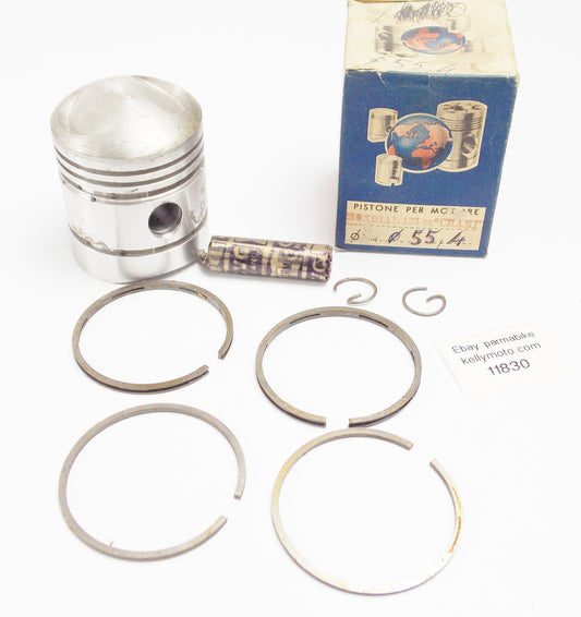 NOS ASSO WERKE PISTON+PIN+RINGS+CLIPS SET CPL 55.4 mm FB MONDIAL 125cc CHAMPION - MotoRaider