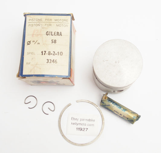 ASSO WERKE GILERA 3246 PISTON + RING + PIN + CLIPS SET DIAMETER 58 mm 17-8-2-10 - MotoRaider