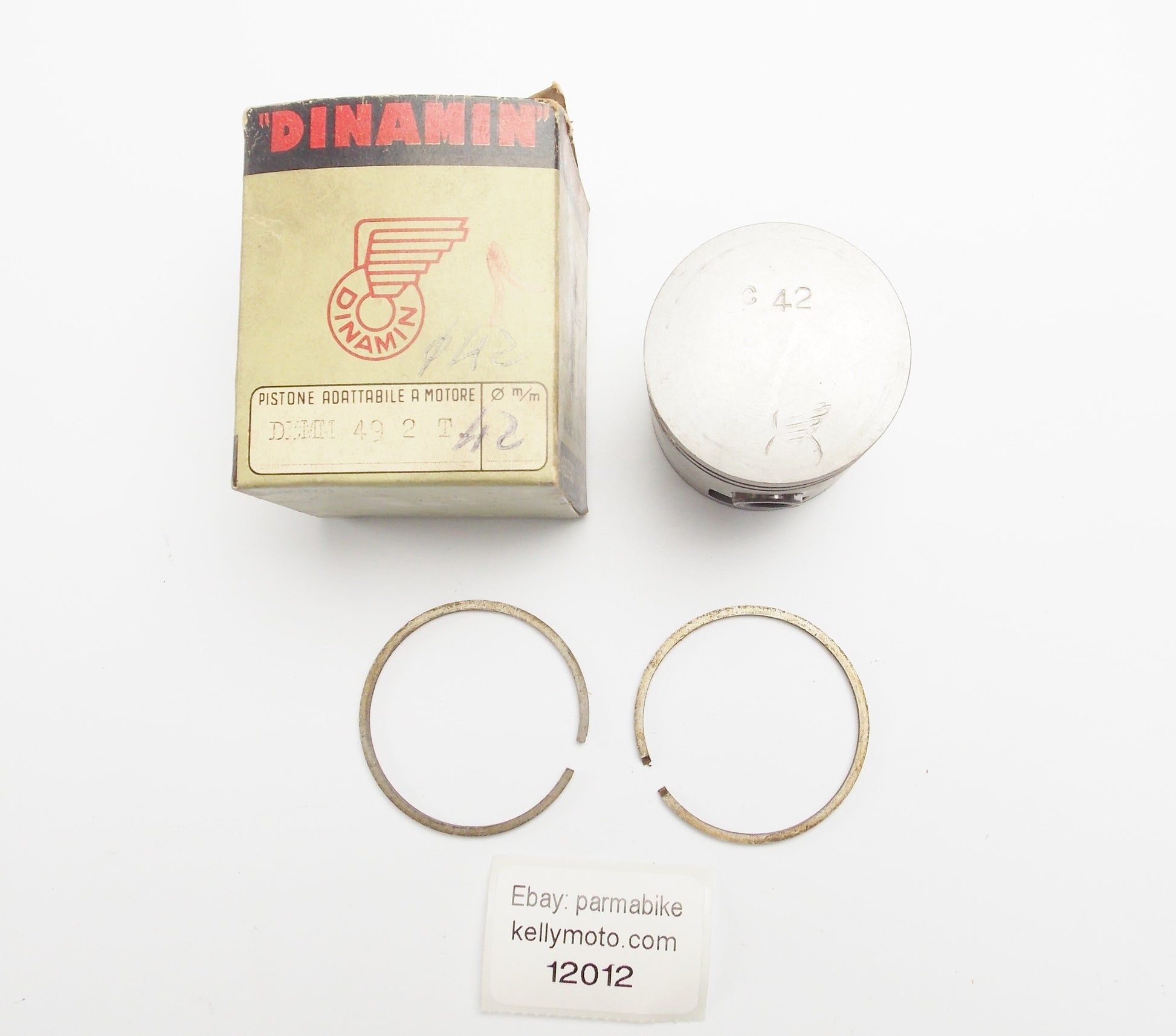 NOS DINAMIN PISTON + RINGS + PIN D. 42 mm DEMM 49cc 2-STROKE - MotoRaider