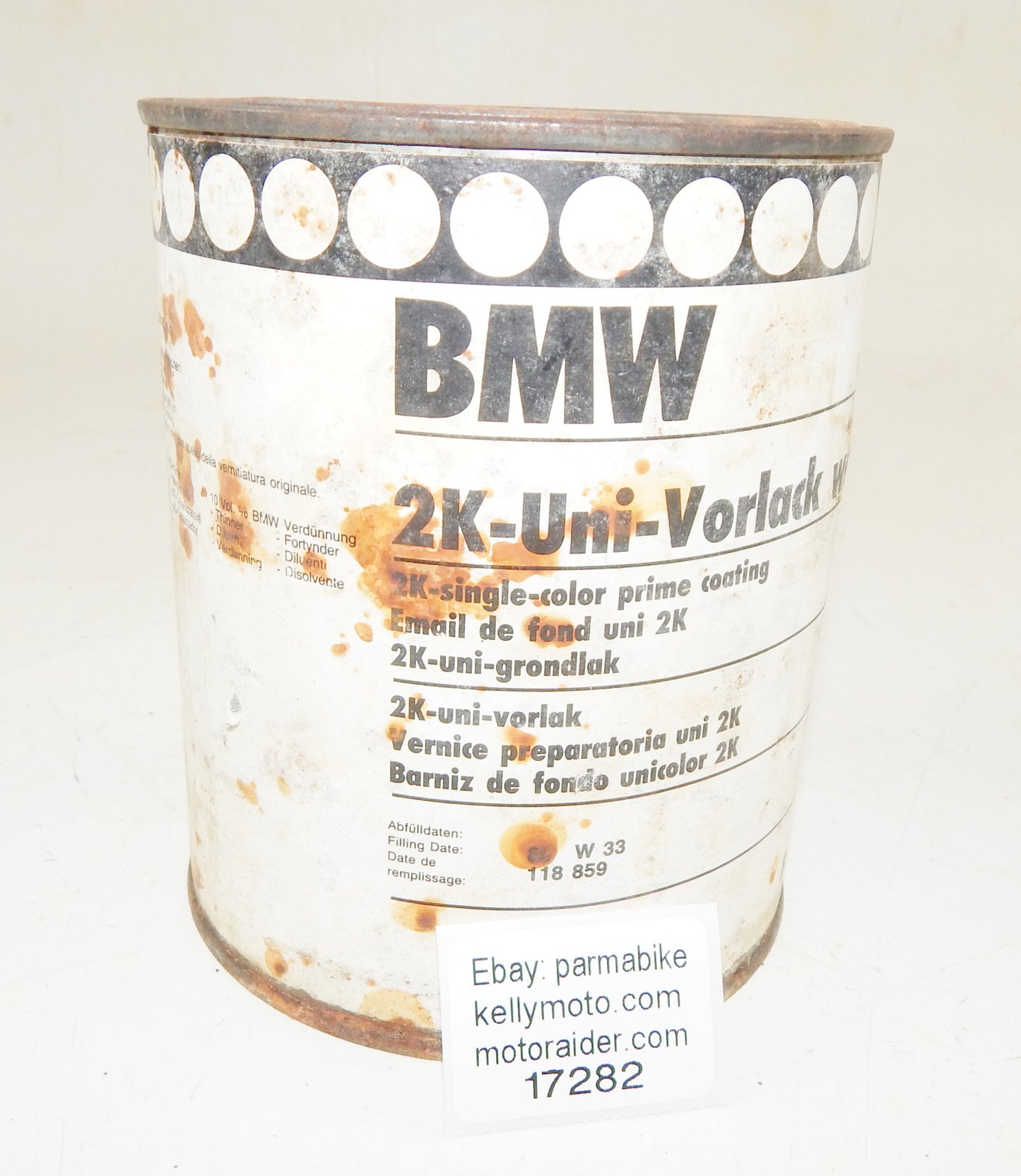 OEM BMW MOTORCYCLE PAINT CAN 1000ml 2K SINGLE COLOR PRIMER COATING - MotoRaider