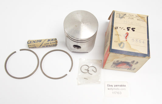 NOS ASSO WERKE 3864 PISTON + RINGS + PIN + CLIPS D. 55mm FRANCO MORINI - MotoRaider
