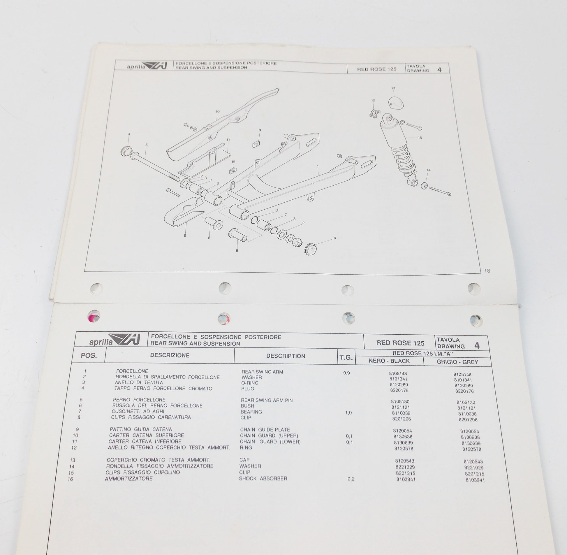 1991 APRILIA RED ROSE 125 CHASSIS FRAME MOTOR SPARE PART CATALOG BOOK MANUAL 606 - MotoRaider