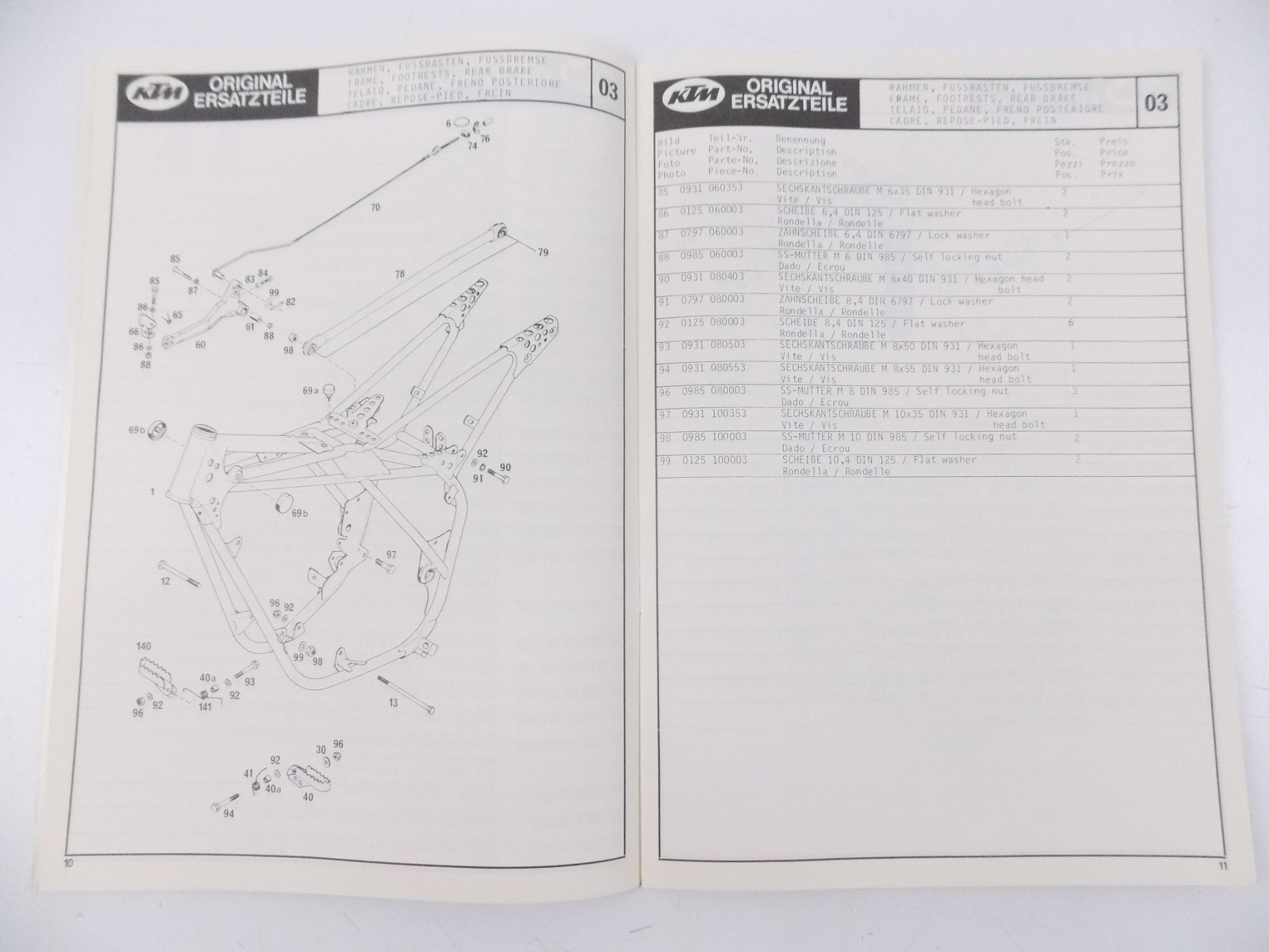 OEM 1980 KTM 420MC SPARE PARTS MANUAL BOOK GERMAN ENGLISH ITALIAN FRENCH - MotoRaider
