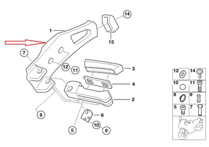 NOS OEM BMW 2000-2006 R 1150 R FOOTREST PLATE REAR RIGHT # 46712335876 - MotoRaider
