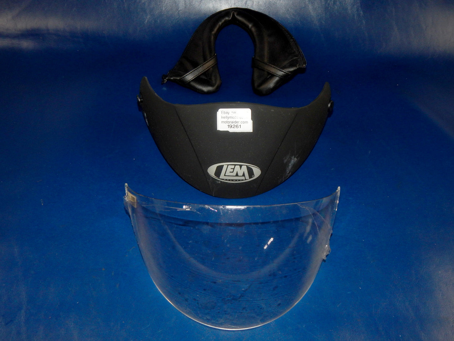 MOTORCYCLE HELMET SHIELD CLEAR+SUN VISOR BLACK+NECK ROLL LEM Super Touring XL - MotoRaider