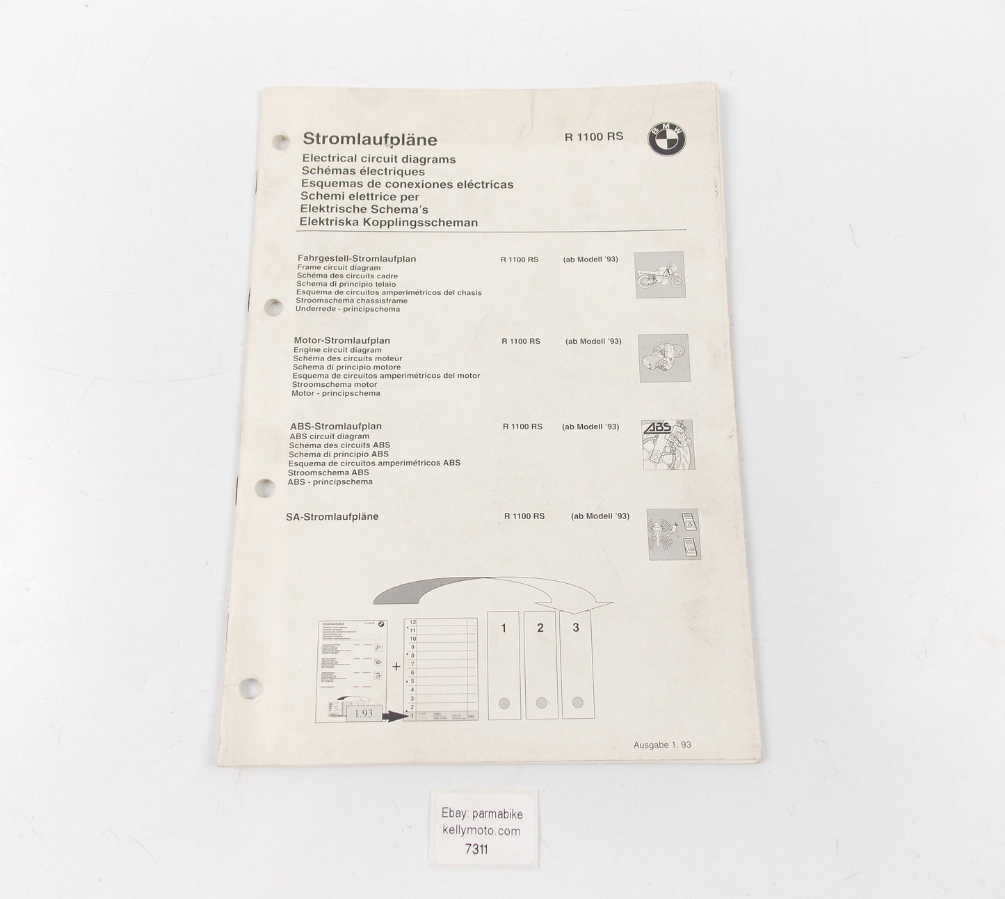 BMW 1993 R 1100RS ELECTRICAL CIRCUIT DIAGRAMS MANUAL 01999798698 - MotoRaider