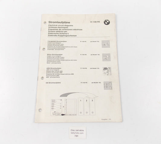 BMW 1993 R 1100RS ELECTRICAL CIRCUIT DIAGRAMS MANUAL 01999798698 - MotoRaider
