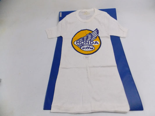 1980's HONDA WING T-SHIRT SIZE 48 (SMALL) ITALY WHITE COLOR YELLOW LOGO CR XL XR - MotoRaider