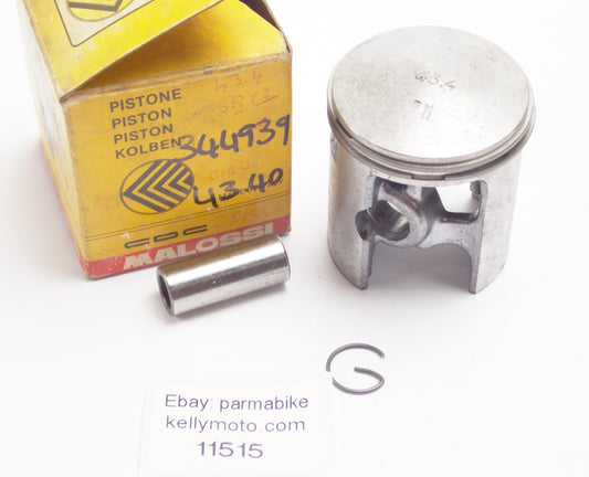 NOS MALOSSI 344939 PISTON+PIN+RINGS+CLIPS SET CPL D 43.4mm PIAGGIO CIAO/SI/BOXER - MotoRaider