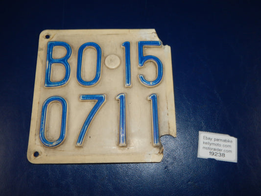 1970's VINTAGE MOTORCYCLE LICENSE PLATE BOLOGNA ITALY SCOOTER VESPA LAMBRETTA - MotoRaider