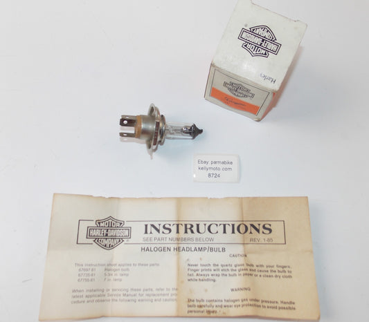NOS OEM PHILLIPS HARLEY HEAD LIGHT LAMP HALOGEN BULB 12V 60/55W H4 67697-81 - MotoRaider