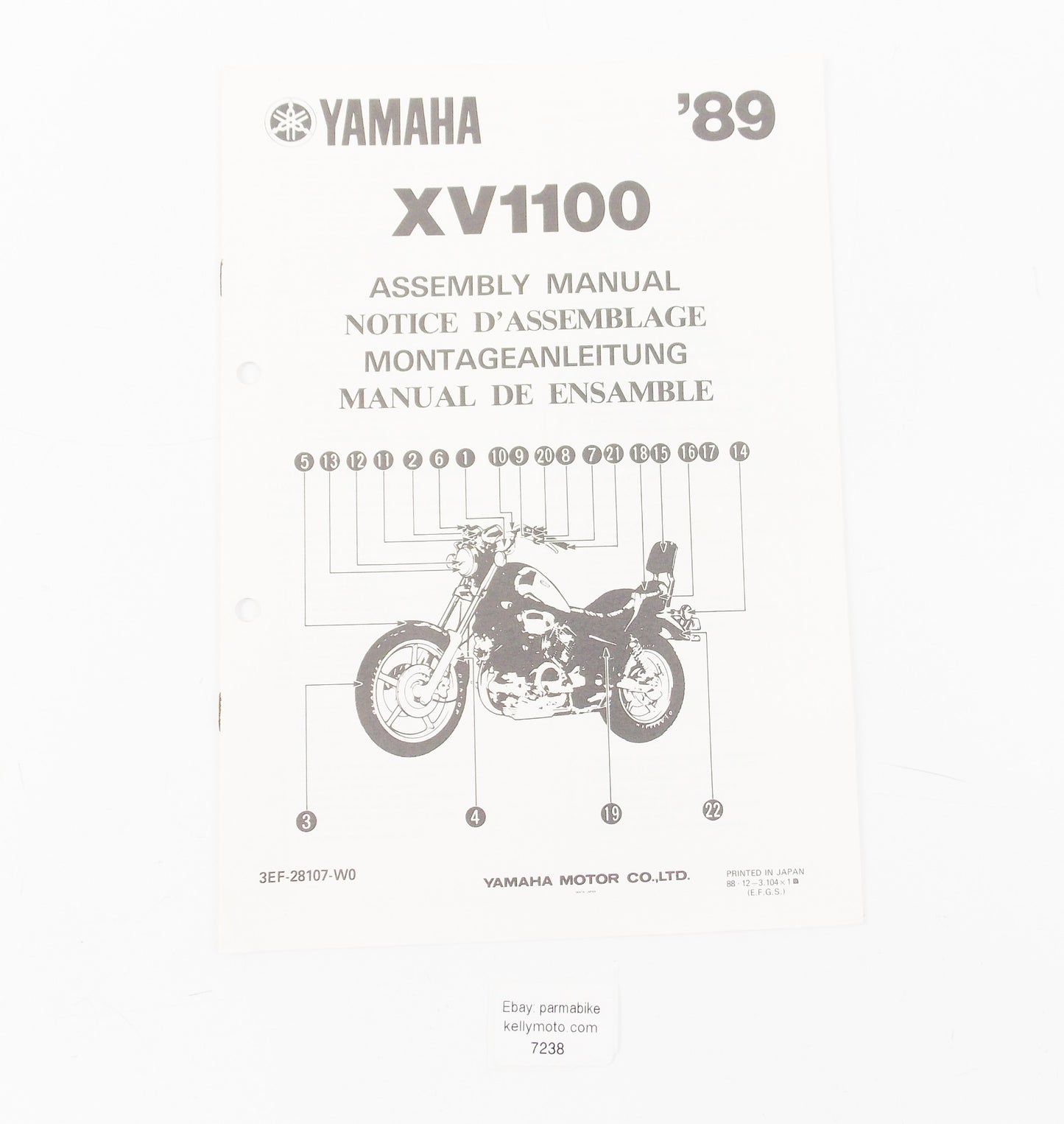 OEM YAMAHA 1989 XV1100 ASSEMBLY MANUAL ENGLISH, ITALIAN, GERMAN 3EF-28107-W0 - MotoRaider