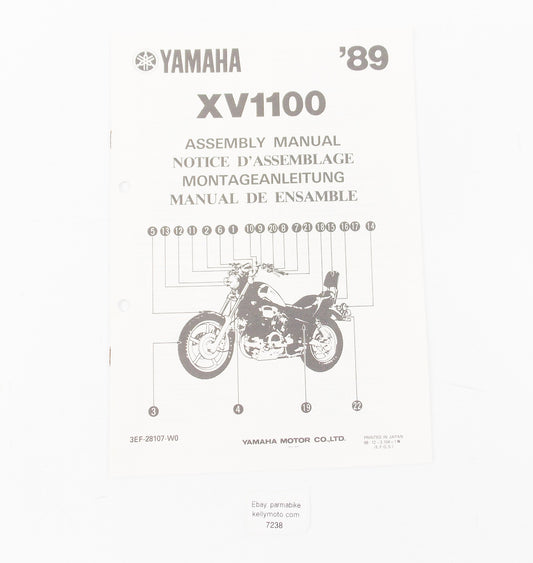 OEM YAMAHA 1989 XV1100 ASSEMBLY MANUAL ENGLISH, ITALIAN, GERMAN 3EF-28107-W0 - MotoRaider