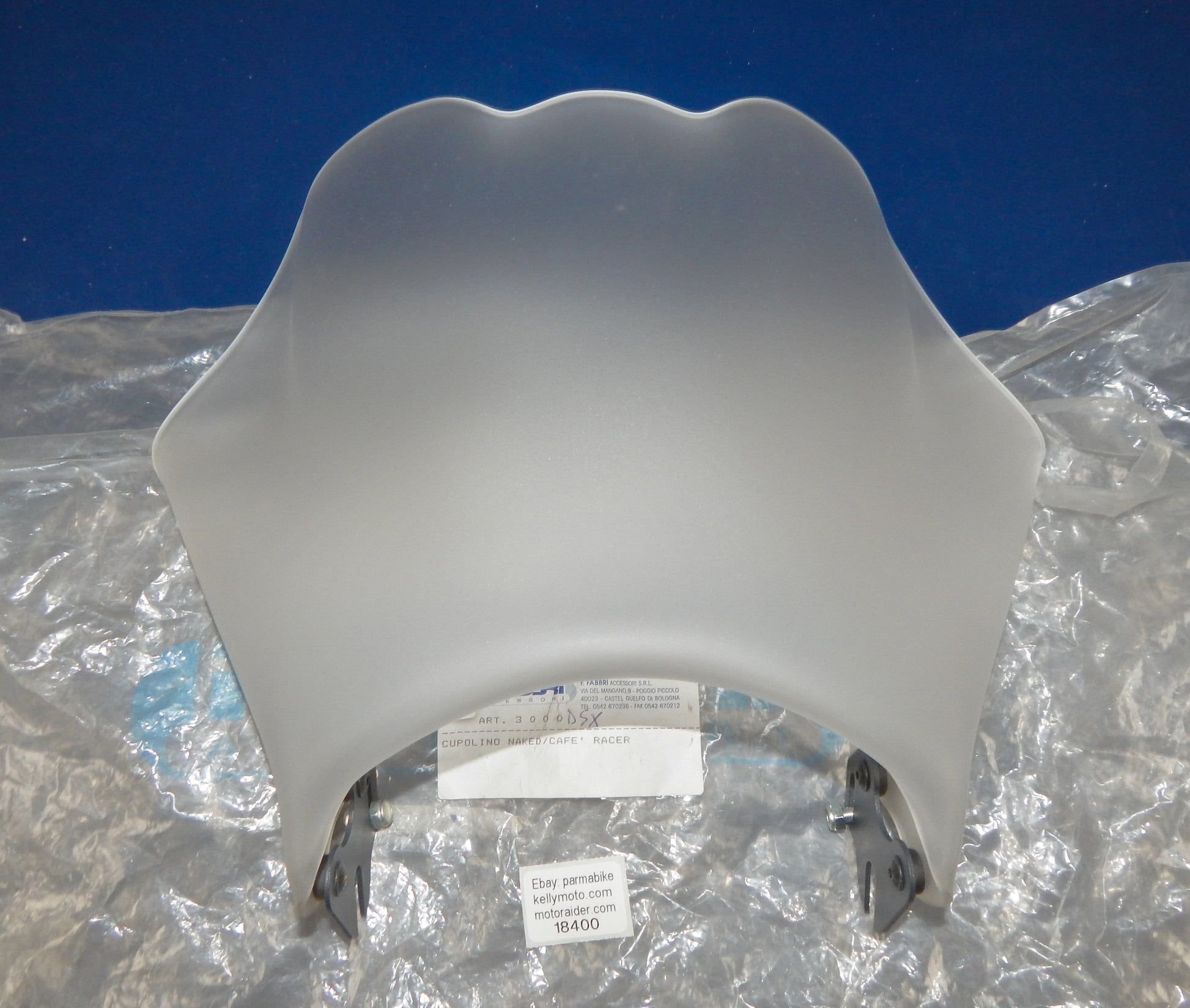 FABBRI 3000 CAFÉ RACER NAKED MOTORCYCLE WINDSHIELD WINDSCREEN FROSTED 14"x12" - MotoRaider