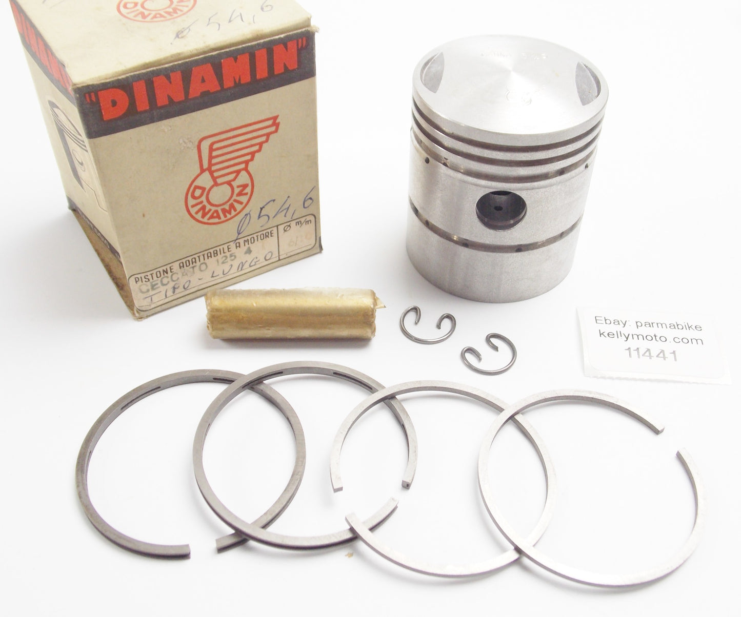 NOS DINAMIN PISTON+RINGS+CLIPS+PIN SET CPL. D. 54.6 mm ZANELLA CECCATO 125 cc - MotoRaider
