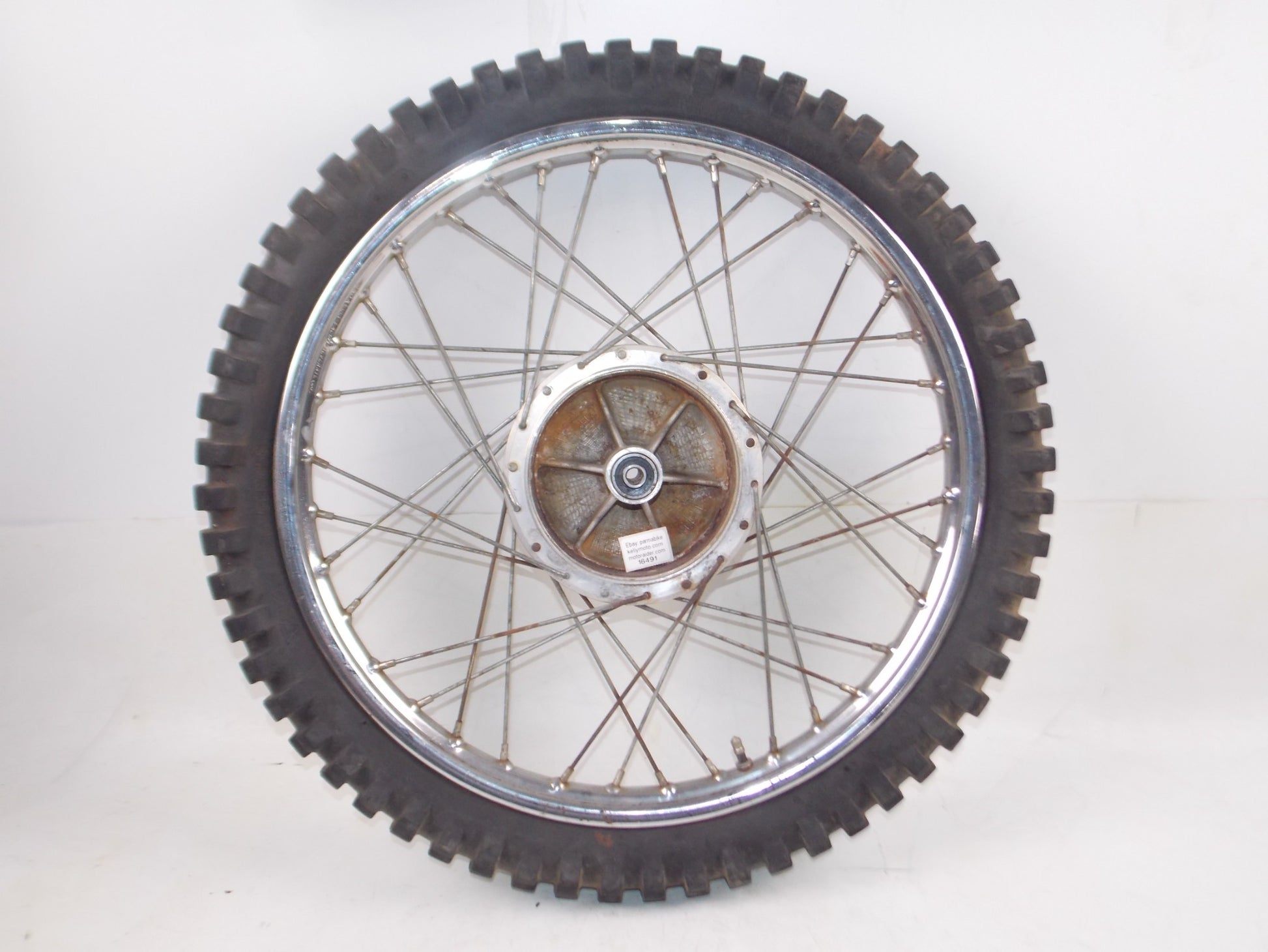 1970's HUSQVARNA 21" FRONT WHEEL RIM RADAELLI LELEU HUB SPOKES TIRE TRELLERBORG - MotoRaider