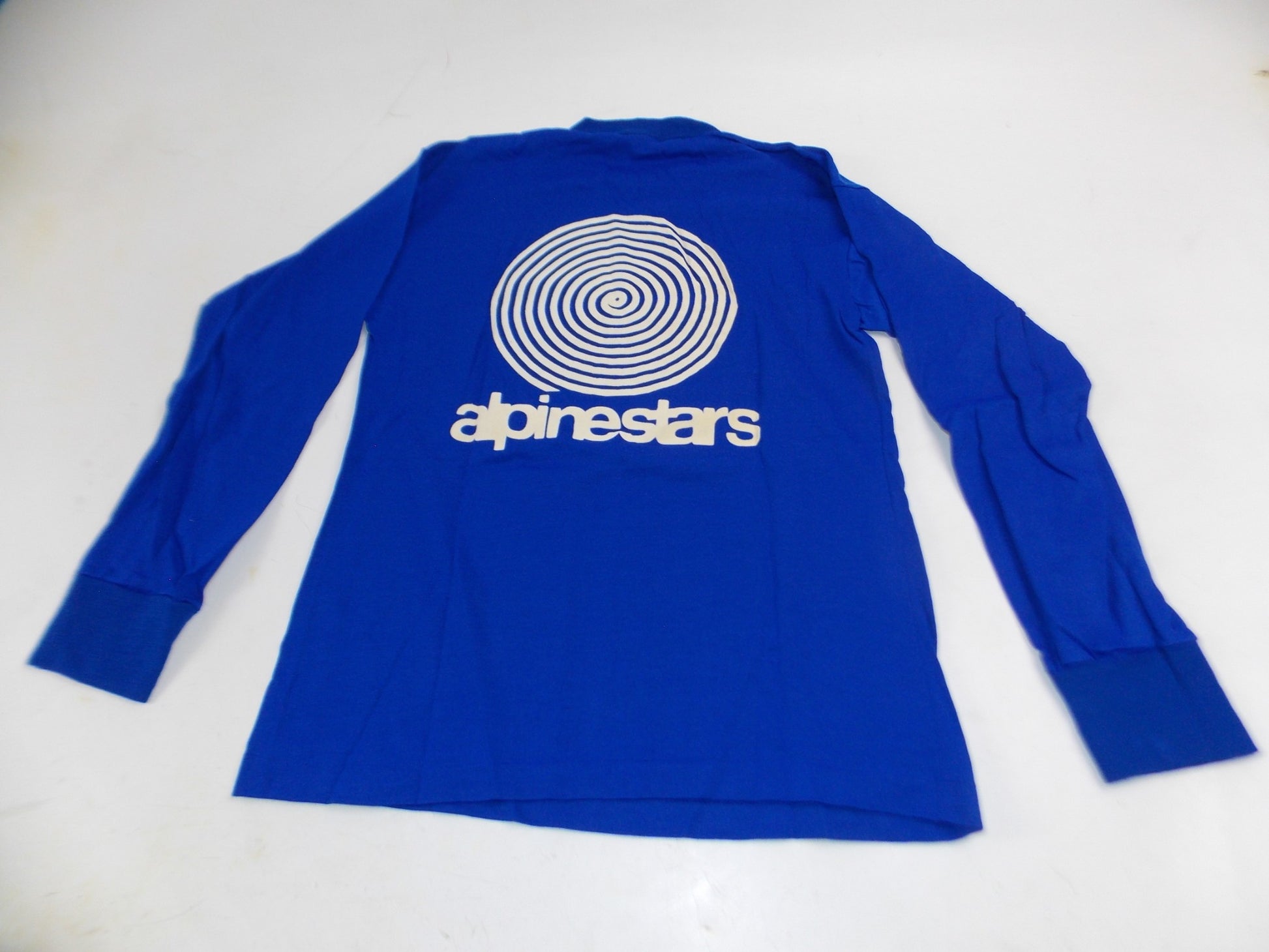 1980's ALPINESTARS JERSEY SHIRT BLU SIZE 4 LONG SLEEVE RAISED LOGO VINTAGE CROSS - MotoRaider