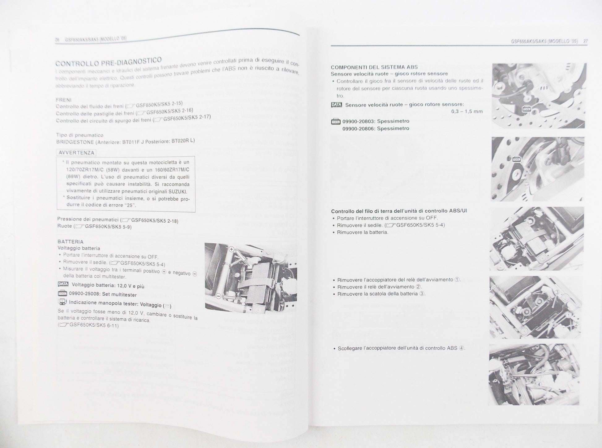 2005 SUZUKI GSF 650 A/SA SUPPLEMENTARY SERVICE MANUAL ITALIAN #99501 36120 01B - MotoRaider