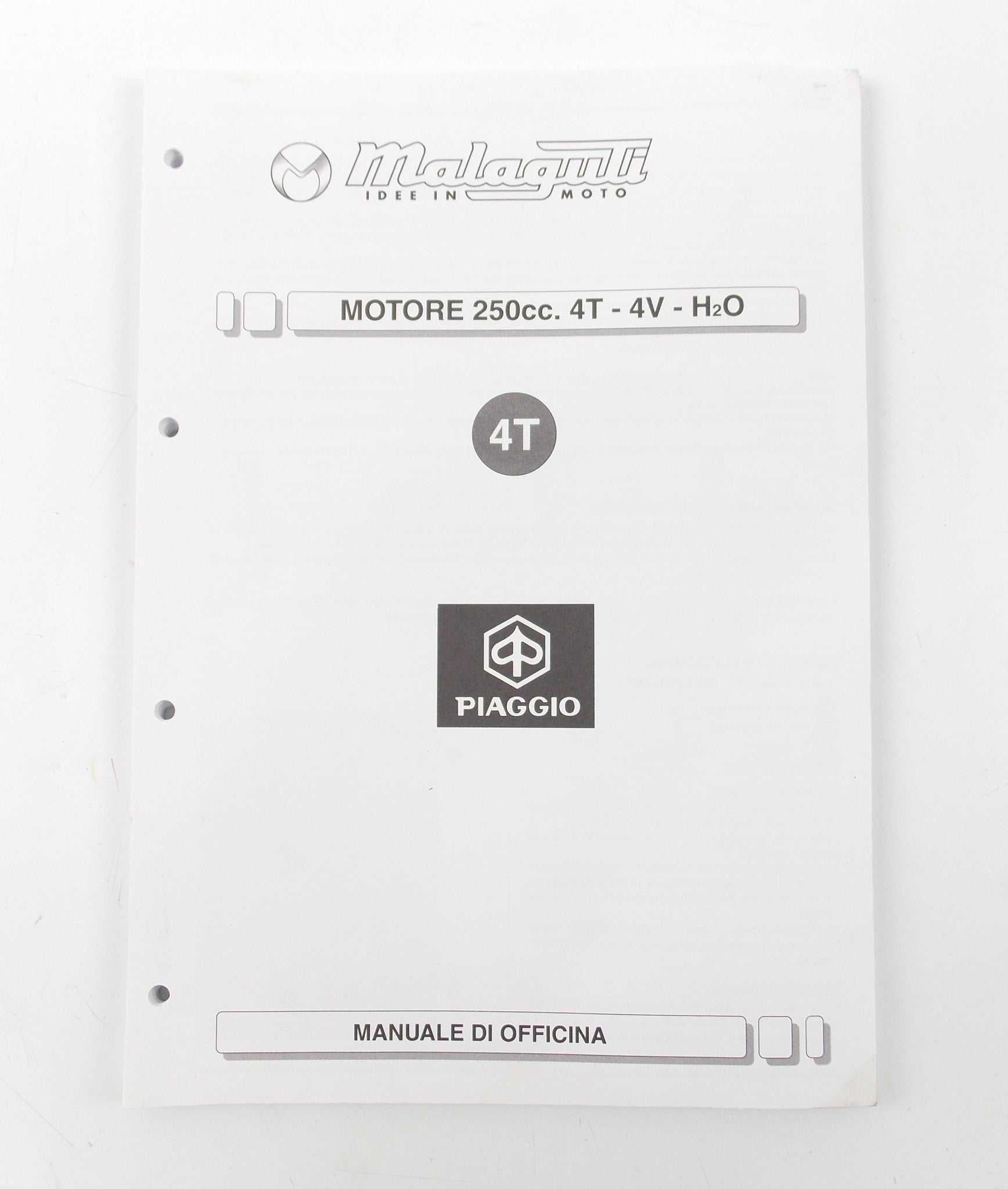 OEM MALAGUTI PIAGGIO WORKSHOP MANUAL SERVICE BOOK MOTOR 250cc 4T-4V-H2O ITALIAN - MotoRaider
